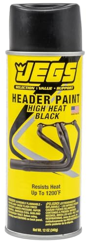 JEGS Black High Temperature Resistant Paint | 12 oz. Aerosol Spray | Resists Heat up to 1200 degrees F | Heat Cure at 400 degrees F for 2 hours | Not for Use with Primer | Made In USA