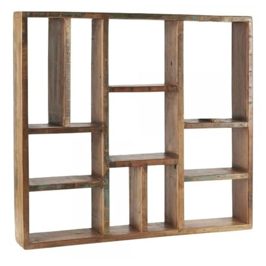 IB Laursen Wandregal UNIKA in Braun aus Recyclingholz mit verschiedenen Fächern