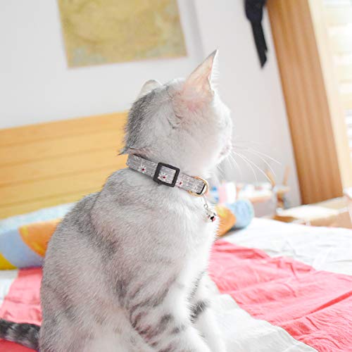 Image of Breakaway Cat Collars with Bell, Set of 3, Durable & Safe Cute Kitten Collars Safety Adjustable Kitty Collar for Cat Puppy 7.5-11in (Gray,Pink,Blue)