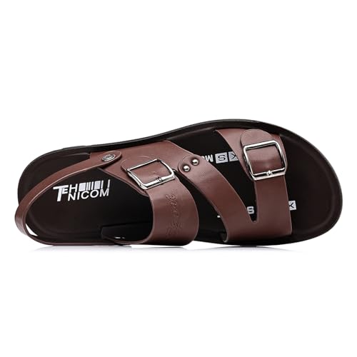 Men's Faux Leather Slip On Flats Slides Sandals with Adjustable Back Strap Lightweight Non Slip Casual Sandals Comfort Breathable Outdoor Beach Summer Shoes3