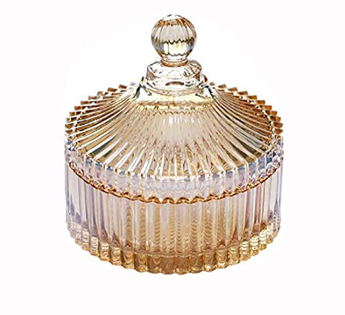 ericotry 280ML/10OZ Tent Shaped Crystal Glass Candy Jar Dishes with Lid Apothecary Jar Wedding Candy Buffet Jar Sugar Bowl Food Containers Decorative Jewelry Box for Home Kitchen
