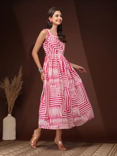 Image of Dress for Women | New Rayon Floral Printed Flared Maxi Dress for Women & Girl's