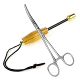Zite Fishing Haken Lösezange & Hakenlöser 18cm Gebogen | Fischtöter Messing mit Holzgriff 19cm | Angelzubehör Set Forelle Karpfen & Mehr Angeln