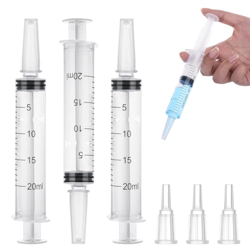 3 Pack 20ML Large Syringe Sterile Individual Package for Lab Measuring Garden Watering Industrial Use Plant Watering Pet Feeding