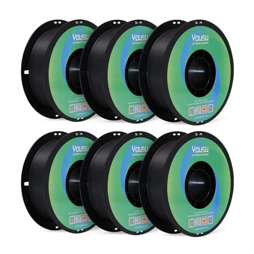 YOUSU 6KG Bundle Matte PLA 3D Printer Filament 1.75mm, Low Warping & Matt Surface Filament 6 Pack 1kg Spool (2.2 lbs), Fit with Most FDM Printers (Black (6-Pack))