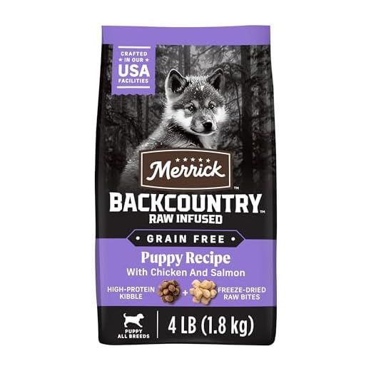 Merrick Backcountry Grain Free Dry Puppy Dog Food, Kibble with Freeze Dried Raw Pieces, Chicken Recipe - 4.0 lb. Bag