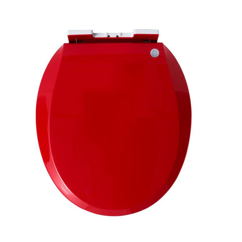 Brigtviee Soft Close Toilet Seat Round, Quiet and Slow Close Toilet Lid and Seat, Colored Toilet Seats with Quick-Release for Easy to Install and Clean, O-Shaped, PP,Red,36x41cm