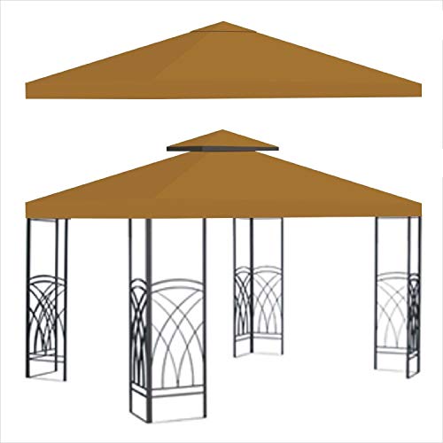 Replacement 10'X10'Gazebo Canopy top Patio Pavilion Cover Sunshade plyester Double Tiers-TAN