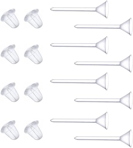 Aretes transparentes para deportes, 300 pares de aretes transparentes y parte trasera de aretes, cabeza de copa de 0.157 in