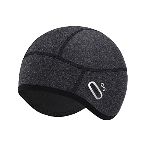 QIMEI-SHOP Fahrrad Mütze Winddicht Helm-Unterziehmütze Atmungsaktiv Thermal Skull Cap Wintermütze für Herren Damen Radfahren Skifahren Laufen Grau