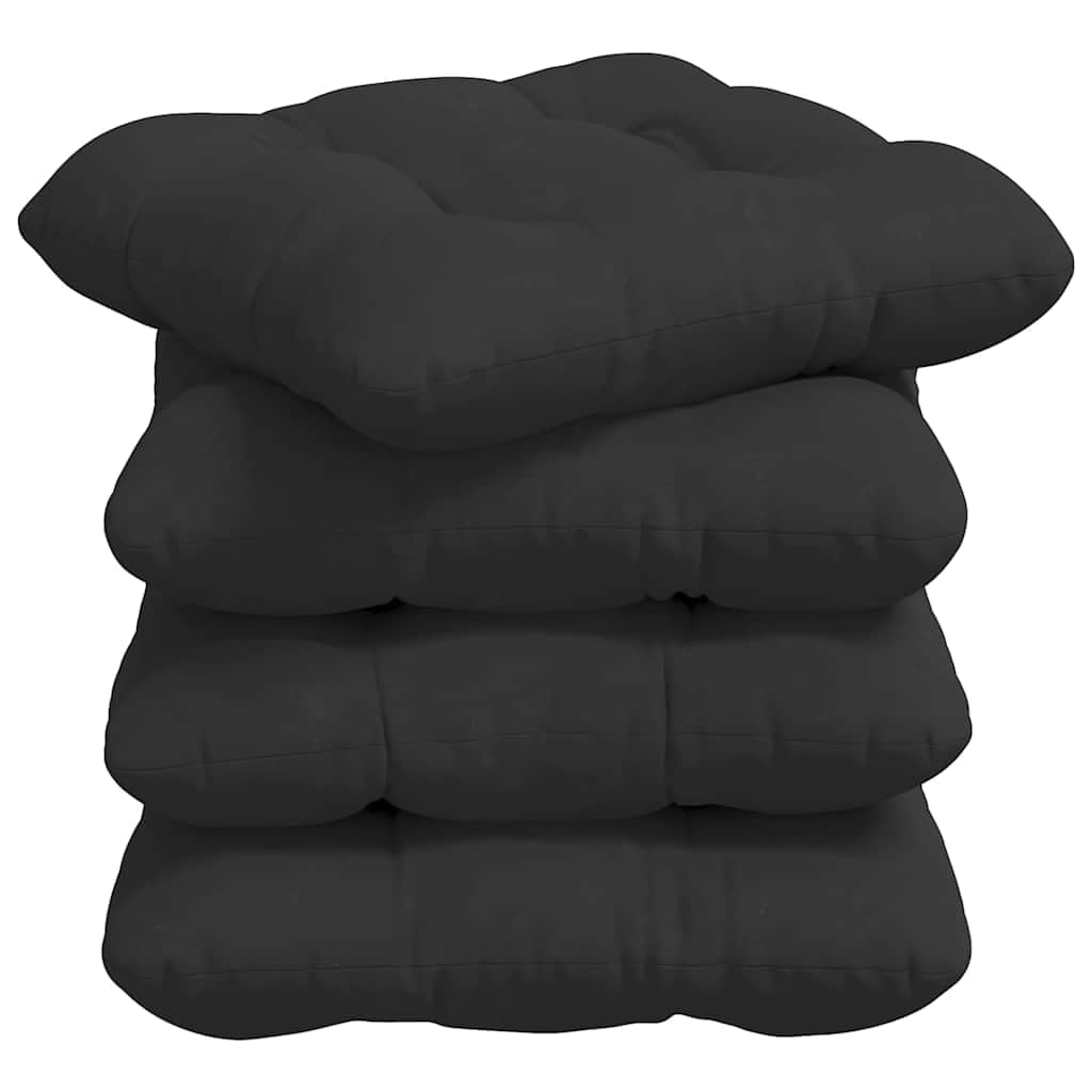 Sitzkissen 4er Set Schwarz 45 x 45 cm, Bequeme Stuhlkissen aus Mikrofaser für Esszimmer und Wohnzimmer, formstabile Dekokissen mit abnehmbarem Bezug und weicher Füllung
