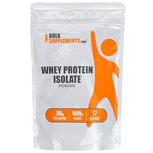 BULKSUPPLEMENTS.COM Whey Protein Isolate Powder – Unflavored Protein Powder, Whey Isolate Protein Powder – Whey Protein Powder, Gluten Free, 30g per Serving, 500g (1.1 lbs) (Pack of 1)