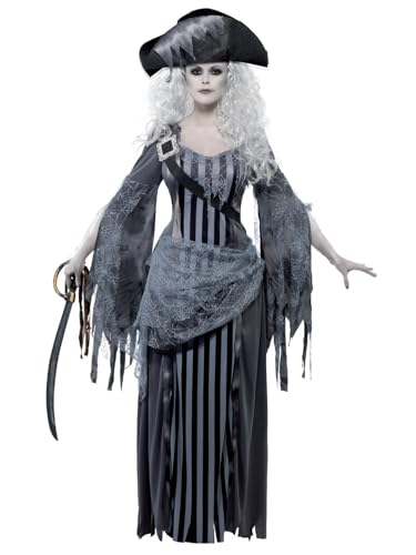 Smiffys Disfraz de Princesa de Barco Fantasma de Lujo, Gris con V...