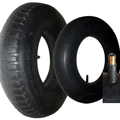 [OKAO] Pneu brouette 4.80/4.00-8 (4PR) + Chambre à air Compatible Roue de remorque,Tracteur Tondeuse,Diable,Chariot. Charge 120 kg. Valve TR13 Solide