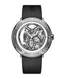 CIGA Design Reloj automático esqueleto · Vector, caja redonda de titanio de 1.732 pulgadas, diseño temático de carreras, esqueleto trasero a frente, súper luminova, correa de caucho fluorado, regalos