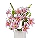 cn-Knight 6pcs Artificial Lily Flowers,23 Inch Long Stem Tiger Lily Branch with 2 Full Blooms and 1 Bud, Latex Real Touch Lilium Flower for Home DÃ©cor Centerpiece Wedding Bouquet,Pink