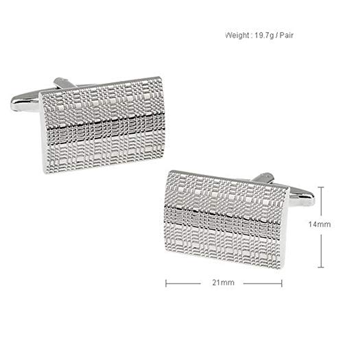 Mancuernillas rectangulares plateadas para hombre miniatura 5