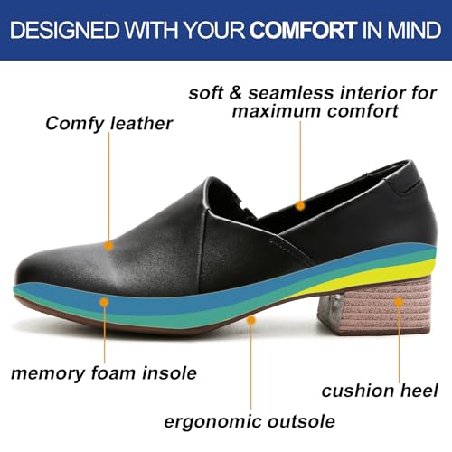 Image of UZB Loafers for Women Dress Shoes Slip On Shoes Low Heel Casual Work Office Dressy Shoes