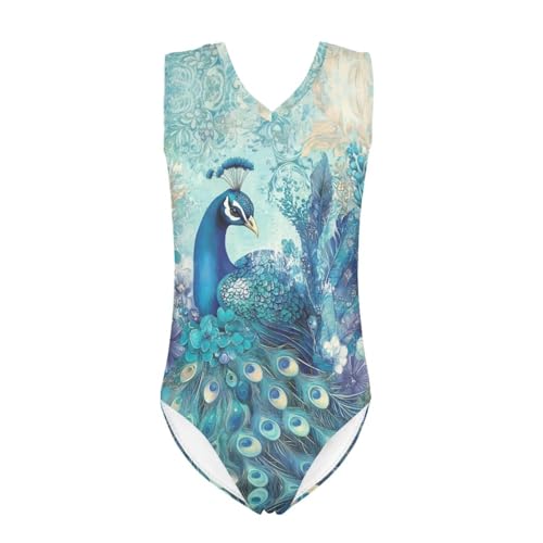 Frymappies Peacock Swimsuit for Girls 5T 6T Bathing Suits Kids One Piece Swimwear Little Girls Novelty V Neck Sleeveless Swimsuits Casual Seamless Hawaiian Beach Swim Bathing Suit