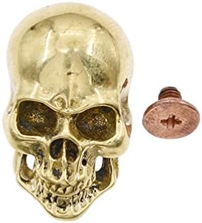 We-buys Solid Brass Conchos Skull Leather Craft Rivet Stud Punk Screw Back Button 1 Pc