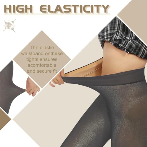 Image of X-CHENG 2 Pairs Fleece Lined Tights Women-Thermal Pantyhose leggings Women,Fake Translucent Skin Colored Tights for Winter