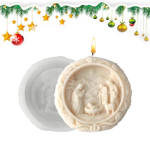 Molde para Belén – Molde de chocolate con la Natividad de Jesús – 3D Navidad simple desprendimiento | Para cera resina cocción yeso pasta de azúcar vela chocolate proyectos artísticos
