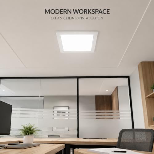 Image of EMITON 22W LED Square Panel Light | LED Ceiling Light with Driver | Energy Efficient Indoor Lighting for Home, Office, Bedroom, Living Room, Shop & Commercial Spaces | White
