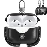 BOOLINN Airpods 4 ケース 第4世代 (2024) airpods4 ケース 革 高級本革 PUレザー 全面保護 装着充電可能 LEDライト可視 ワイヤレス充電対応 持ち運びに便利 衝撃吸収保護エアーポッズ4 カバー(ブラック)