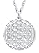 VIASOUL® Halskette Blume des Lebens I Lebensblume Kette für Damen I Flower of Life Anhänger I Mit 585er Gold überzogen I Die Original Blumen Kette (Silber)