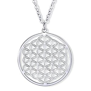VIASOUL® Halsketting met bloem van het leven, levensbloem, ketting voor dames, flower of life hanger, verguld met 585 goud, de originele bloemenketting, verguld,