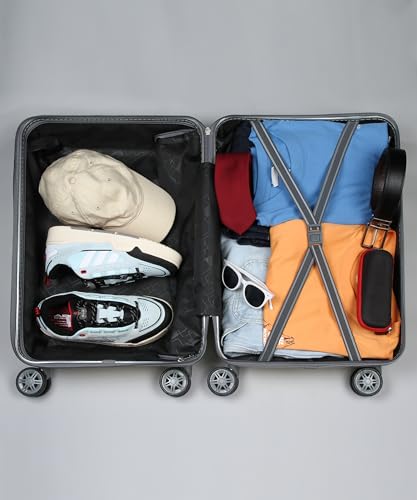 Kandel-London-Hard-Sided-PP-8-Wheel-Spinners-with-No-Lock-and-Steel-Trolley-Yellow-S