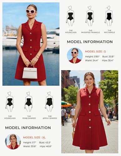 Image of GRACE KARIN Work Dresses for Women 2026 Sleeveless Button Business Midi Dress Notch Lapel V Neck Formal Office A Line Dresses