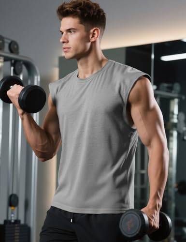 Mens Gym Tank Tops Sleeveless Shirts Cut Off Quick Dry Muscle Shirt Running Beach Loose Fit Tee4