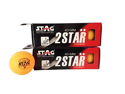 Image of Stag Two Star Plastic Table Tennis Ball, 40mm Pack of 6 (Orange)