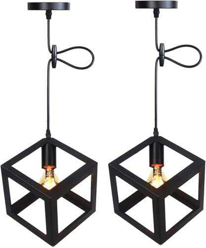 Lustre en cage métallique noire pour illuminer votre table à manger
