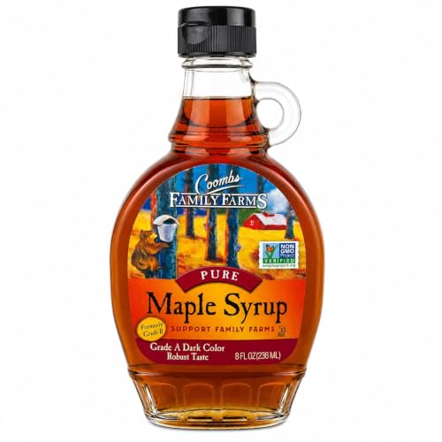 Image of Coombs Family Farms Pure Maple Syrup • Grade A Dark Color • Robust Taste • Rich Natural Sweetener for Pancakes, Baking & Cooking, 8 fl oz ℮ 236 ml