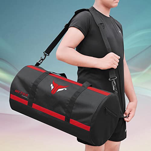 Mytra Fusion Kit Bag - Duffle Bag with Adjustable Shoulder Strap Gym Bag for Men & Women Travel, Weekend, Sports Bag (Black/Red)2
