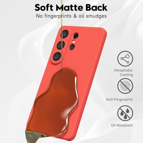 Image of DIZORO Microfiber Candy Case Compatible with Samsung S26 Ultra 5g Smooth Touch Cushion Liquid Soft Silicone Gel Rubber Phone Cases Non-Slip Full Body Protective Shockproof Back Cover (Orange)