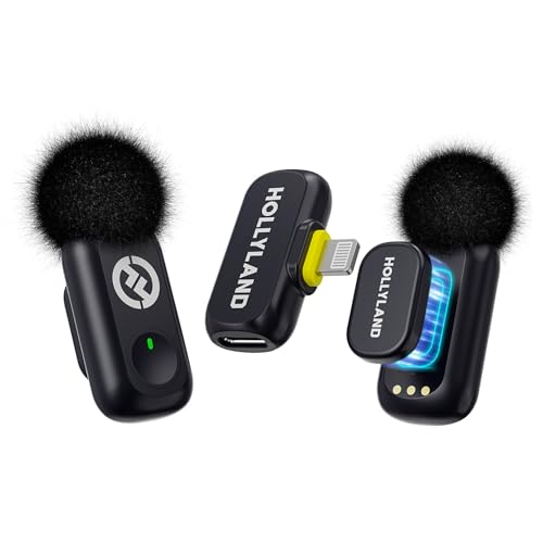 Hollyland LARK A1 Wireless Mini Microphone for iPhone15/16 & Android, Pure Sound, Noise Cancelling, Magnetic Microphone for YouTube, TikTok, Podcast, Vlogging for Lightning(2TX+1RX)