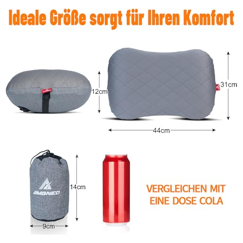 Coussin gonflable pour camping/voyage, avec taies d'oreiller amovibles et coussin d'air de camping ultra léger, coussin ergonomique, accessoire de camping idéal, coussin de nuque gonflable – Image 6