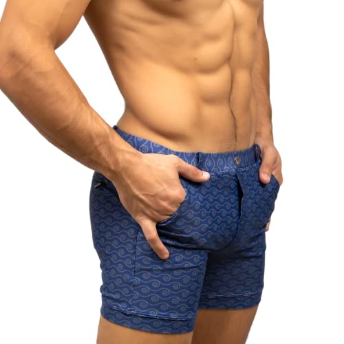 Taddlee Men Swimwear Swimsuits Swim Boxer Trunks Square Cut Boardshorts Pockets