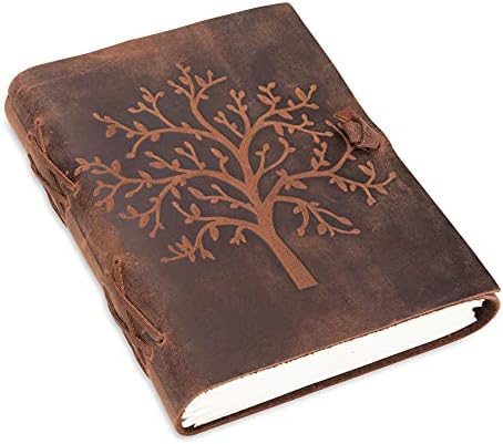 Leather Journal Tree of Life - MOONSTER® A5 Writing Notebook with Gift Bag - Handmade Leatherbound Daily Notepad for Men & Women Blank Paper 20x15cm - Great for Art Sketchbook and Journals to Write in