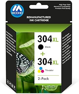 MOOHO 304 XL Remanufactured HP 304 304XL Ink Cartridges Black and Colour Printer Ink for HP DeskJet 3760 3762 3750 3730 3735 3733 3720 2630 2633 2632 2620 2622 ENVY 5010 5020 5030 5032 (combo pack)