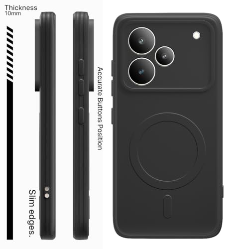 Image of Pikkme Back Cover for Realme P4 Pro 5G Soft Matte Silicone Mag-Safe Design (Mag-Safe Not Support) Camera Protection | Slim Fit Bumper Cover (Black)