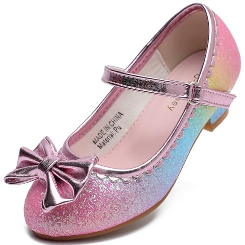 Youdesney Girls Dress Shoes, Mary Jane Sparkly Flower Girls Pumps, Cute Princess Low Heels for School, Wedding, Party (Toddler/Little Kids/Big Kids)