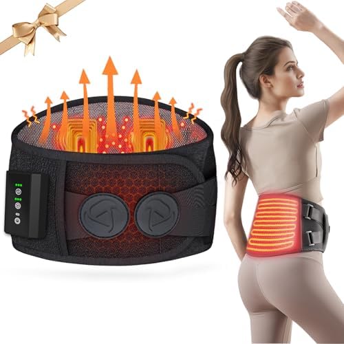 Heating Pad for Period Cramps Back Pain Relief,Electric Heating Pad for Low Back Massager,3 Heat, Black,43"x 6" +20" Extended Belt Gifts for Women,Men,Mom,Dad