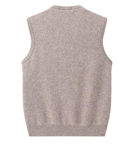 Rivccku Men's Sleeveless Sweater Vest 100% Cashmere Knitted Gilets Jumper V-Neck Pullover Tank Top for Autumn Winter2