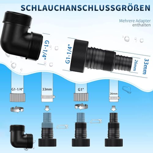 FOTING Tauchpumpe 400 W, 8000 l/h, Förderhöhe max. 8 m, Eintauchtiefe max. 7 m, einstellbarer Schwimmerschalter, Thermoschutz… – Ansicht 6