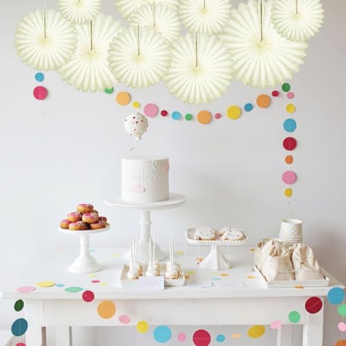 Image of 20 Pcs Cream White Hanging Paper Fan, Hanging Honeycomb Round Paper Fans for Weddings, Birthdays, Christmas, Baby Showers, Classroom, Events Ceiling Party Supplies Decorations