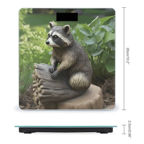 Báscula digital de baño con estatua de mapache y pantalla LCD miniatura 2